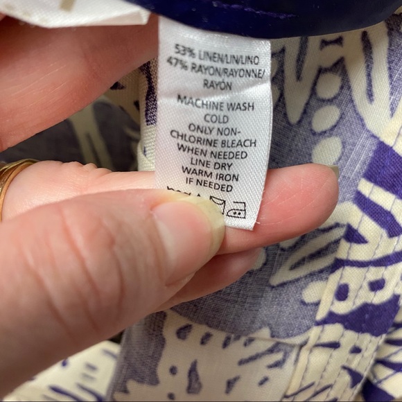 Loft Purple White Floral Linen Blend Skirt - Picture 5 of 5